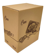 Caja 6 botellas cava (fondo colmena automontable) marrón marcada "cava"