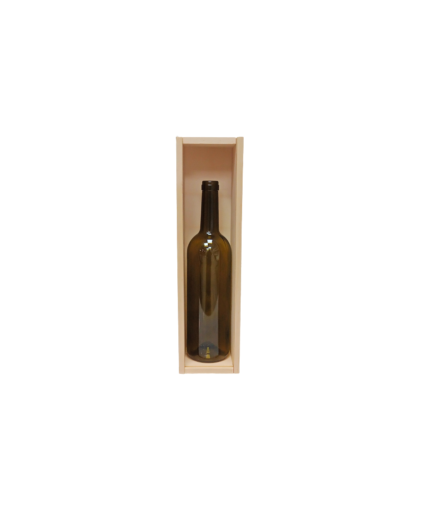 Caisse en bois vide contenance 1 bouteille de vin de Bordeaux