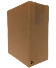 Caja color marrón cartón con capacidad para 3 litros.